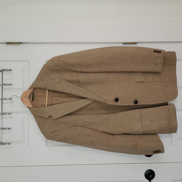 Men's Brown Herringbone Tweed Blazer John Weitz by Palm Beach - Big & Tall - Picture 1 of 8